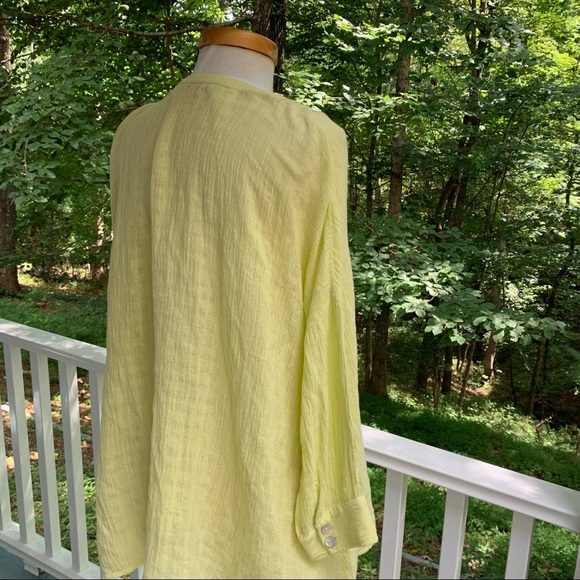 Soft Surroundings Lemon Yellow Linen Peasant Top - Picture 5 of 10